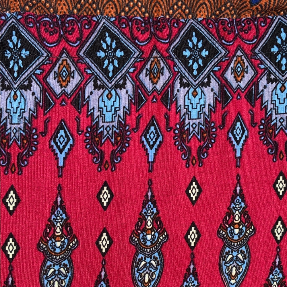 R. VIVIMOS Dress, Women's, M, EUC, Red & Blue Maxi, Buttons, Drawstring Waist. - Picture 9 of 15